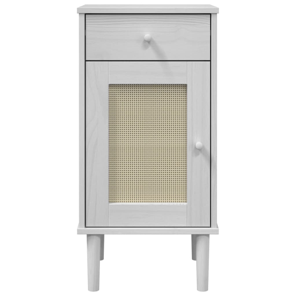 vidaXL Nachttisch SENJA Rattan-Look Weiß 40x35x80 cm Massivholz Kiefer