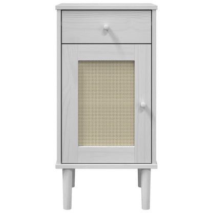 vidaXL Nachttisch SENJA Rattan-Look Weiß 40x35x80 cm Massivholz Kiefer