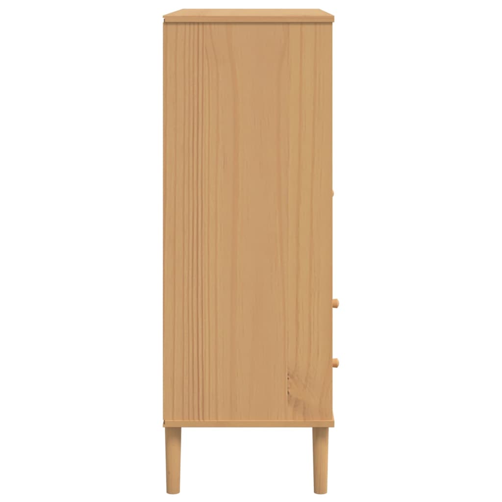 Highboard SENJA Rattan-Optik Braun 90x40x112 cm Kiefernholz