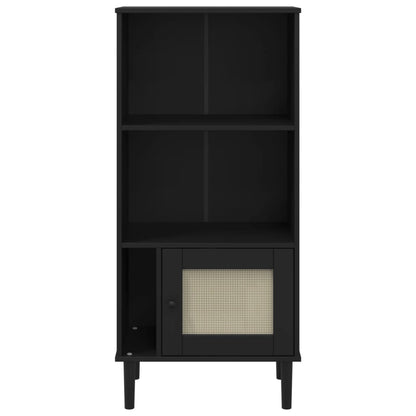 vidaXL Bücherschrank SENJA Rattan-Look Schwarz 60x35x130cm Kiefernholz