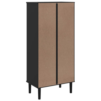 vidaXL Bücherschrank SENJA Rattan-Look Schwarz 60x35x130cm Kiefernholz