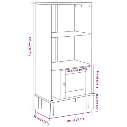vidaXL Bücherschrank SENJA Rattan-Look Schwarz 60x35x130cm Kiefernholz