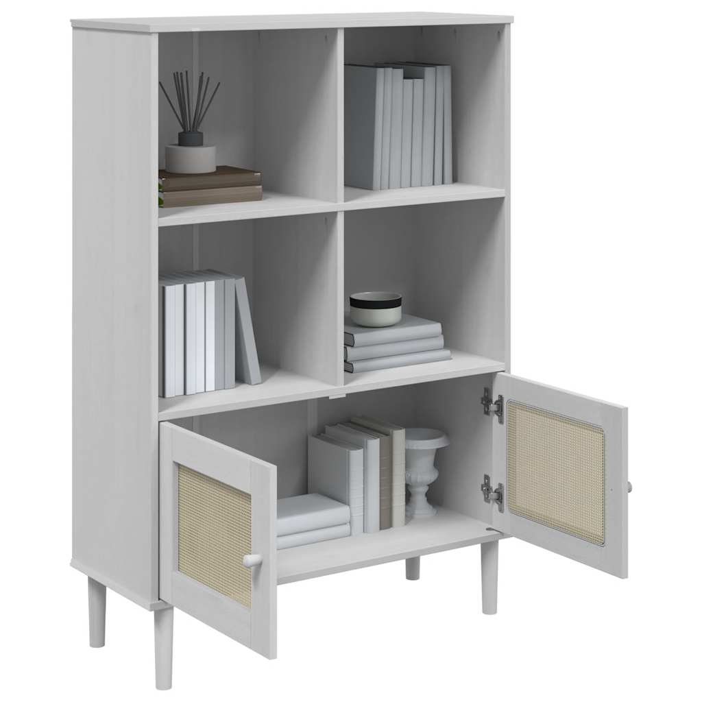 vidaXL Bücherschrank SENJA Rattan-Look Weiß 90x35x130 cm Kiefernholz