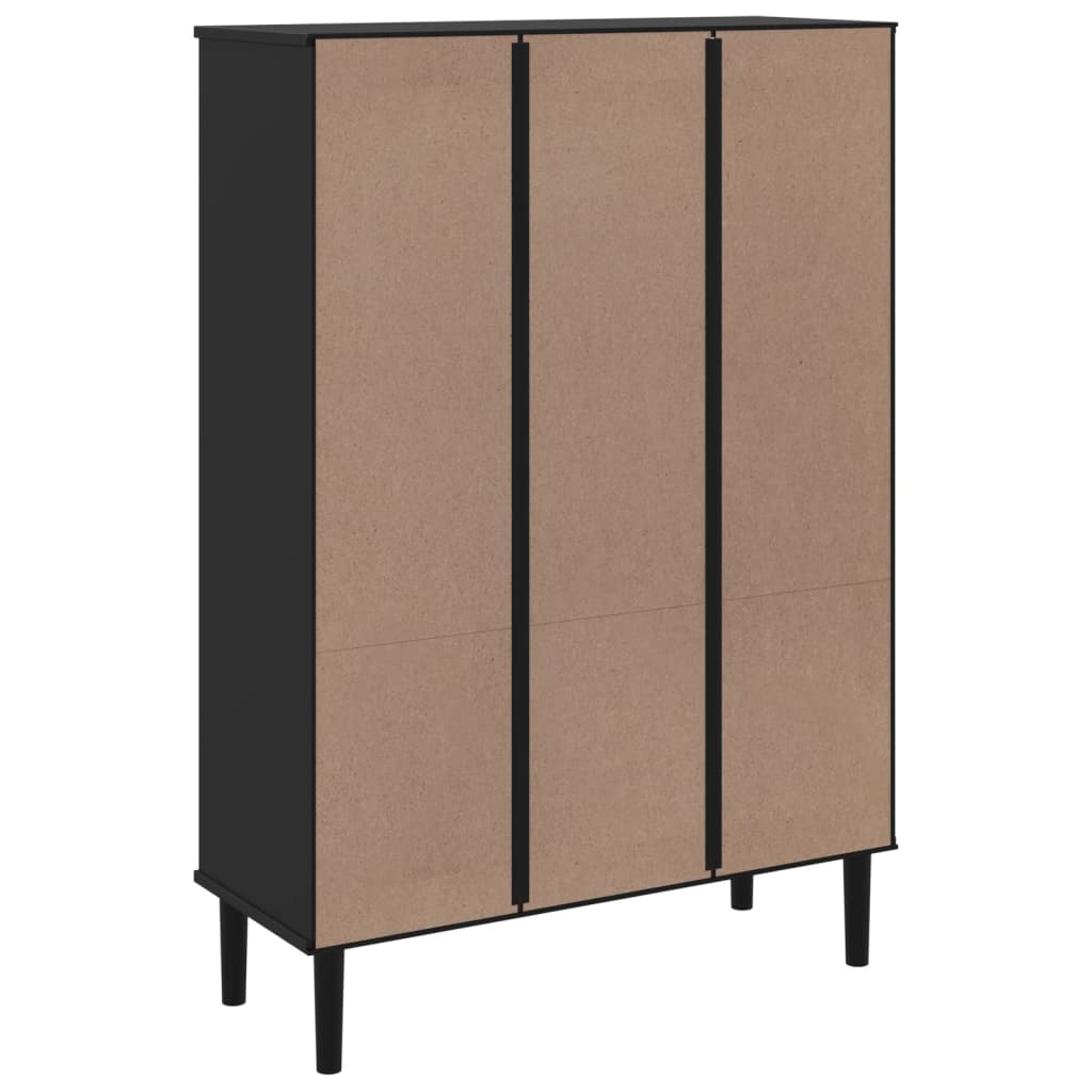 vidaXL Bücherschrank SENJA Rattan-Look Schwarz 90x35x130cm Kiefernholz