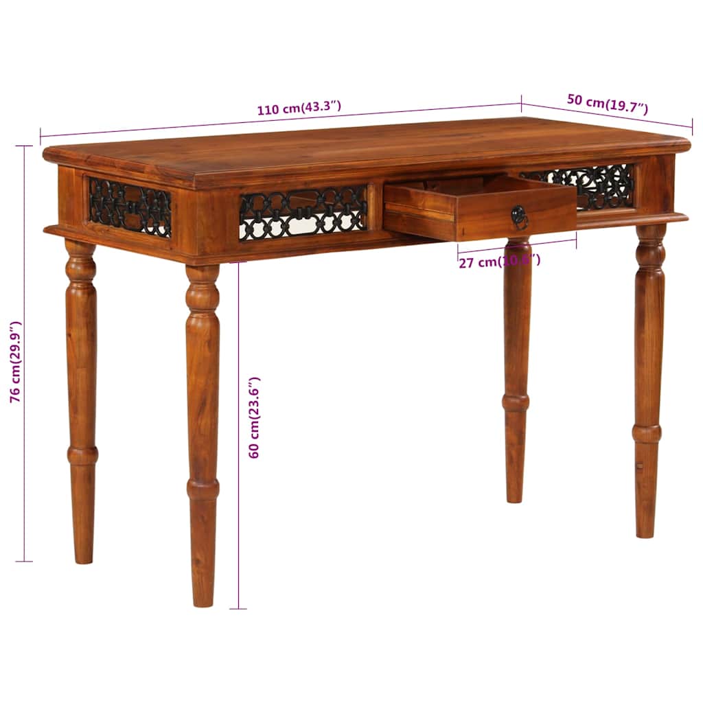 vidaXL Schreibtisch mit Schublade 110x50x76 cm Massivholz Akazie