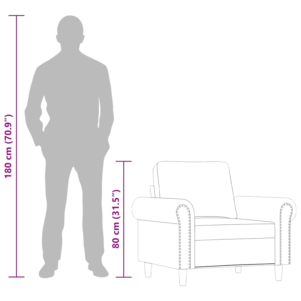 Sessel Grau 60 cm Kunstleder