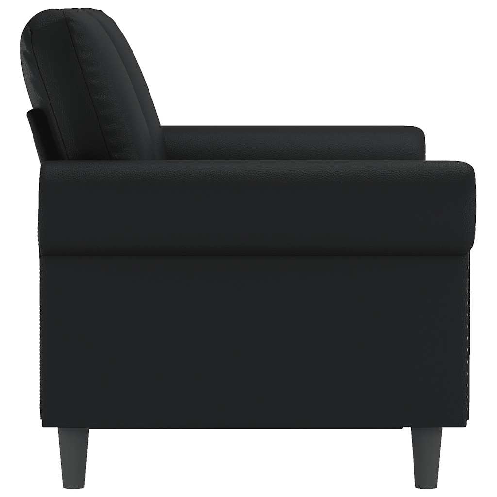 2-Sitzer-Sofa Schwarz 120 cm Kunstleder