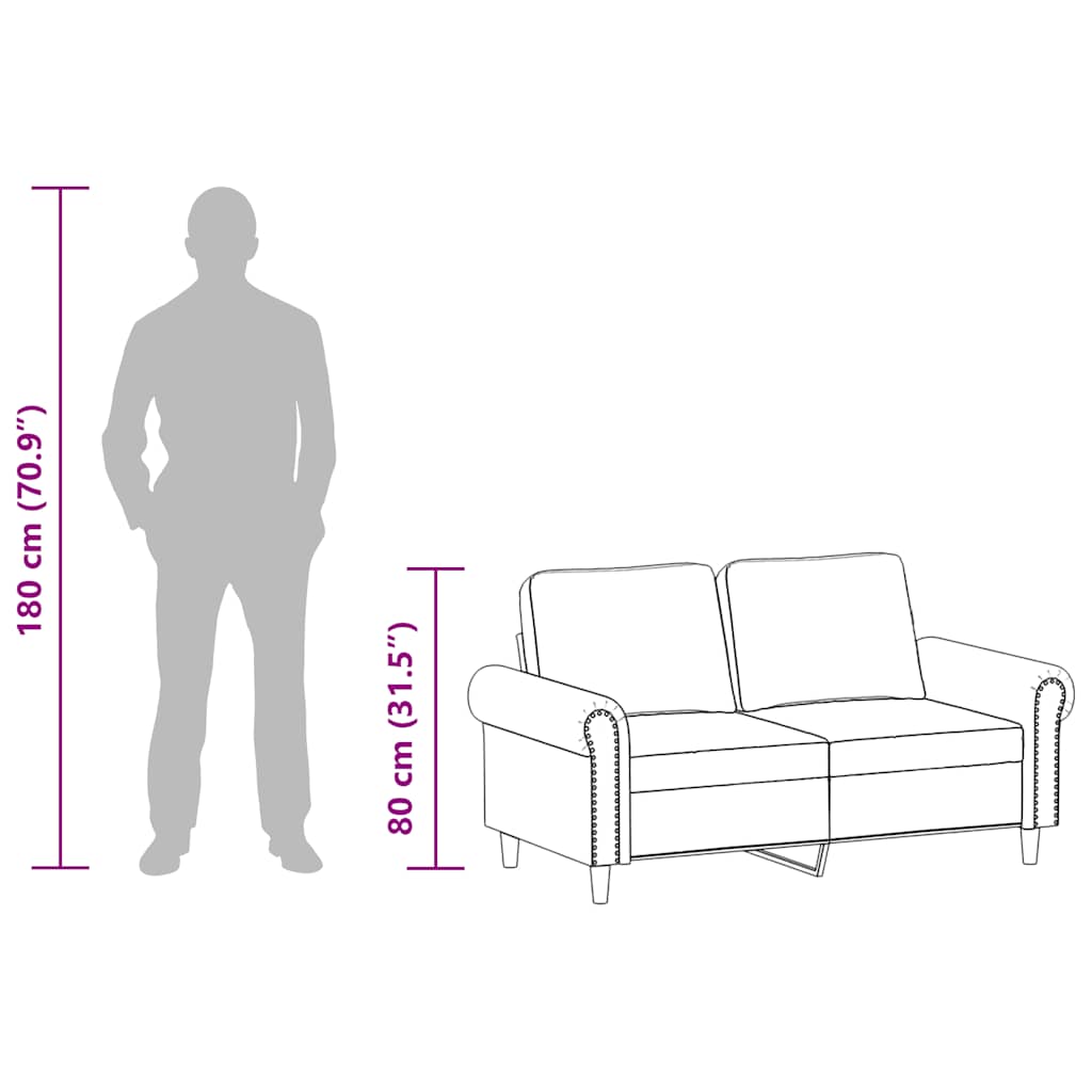 2-Sitzer-Sofa Grau 120 cm Kunstleder