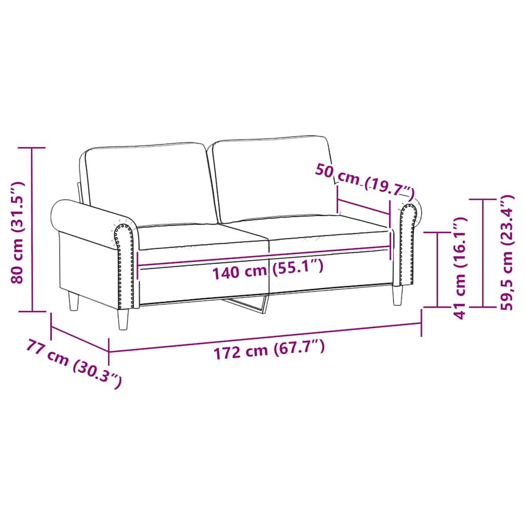 2-Sitzer-Sofa Schwarz 140 cm Kunstleder