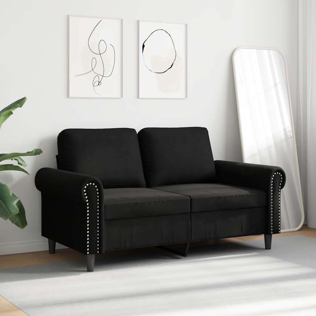 2-Sitzer-Sofa Schwarz 120 cm Samt