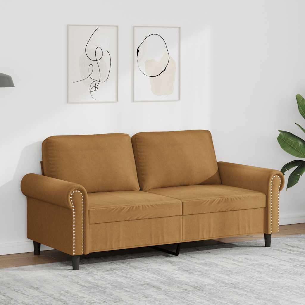 2-Sitzer-Sofa Braun 140 cm Samt