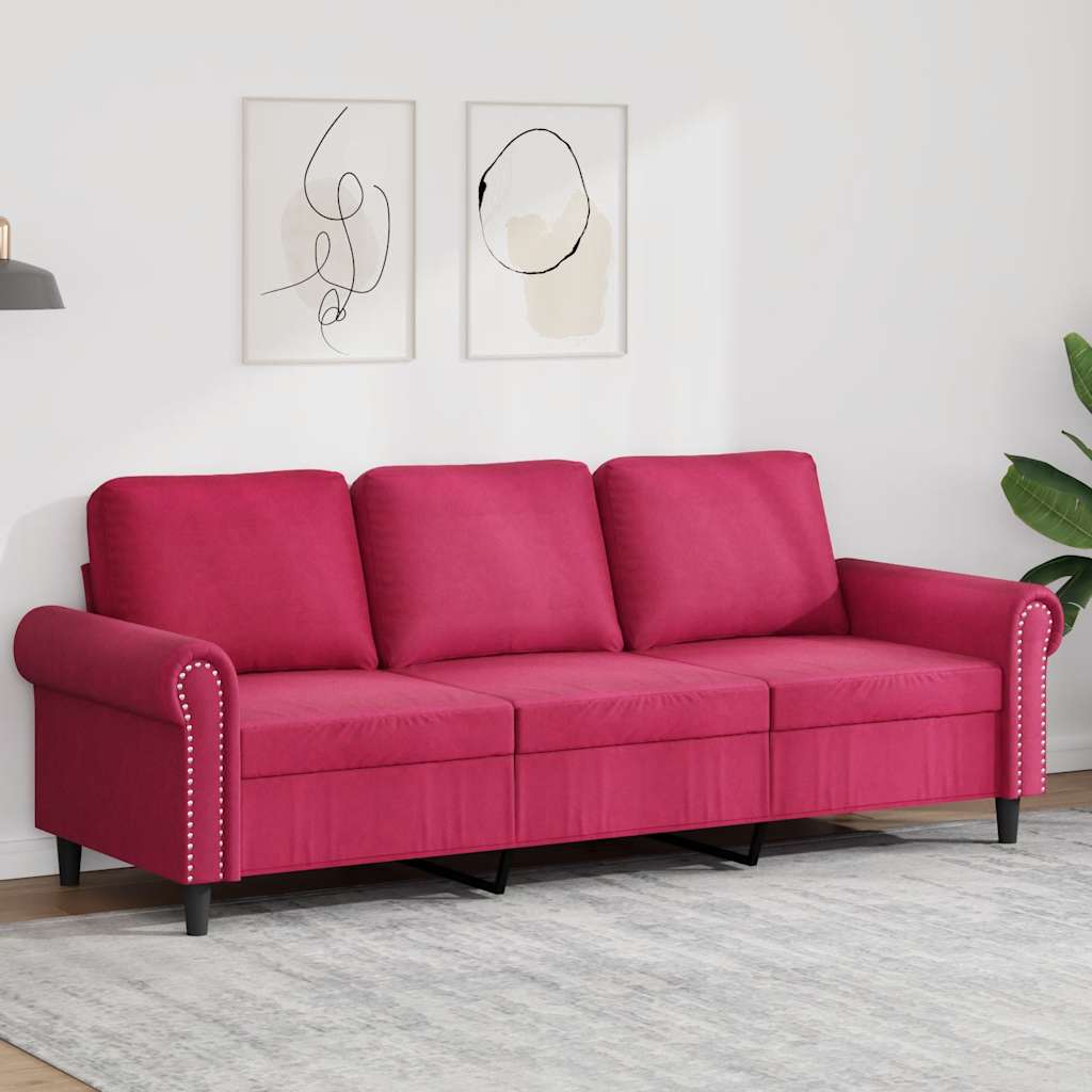 3-Sitzer-Sofa Weinrot 180 cm Samt