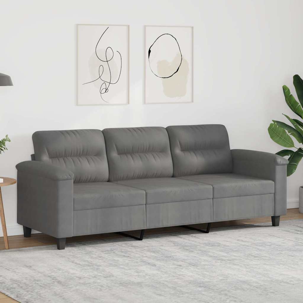 3-Sitzer-Sofa Dunkelgrau 180 cm Mikrofasergewebe