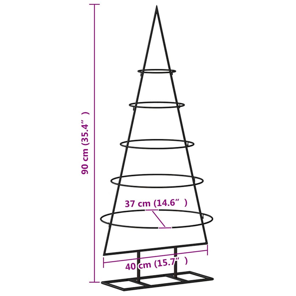 vidaXL Sapin de Noël métallique pour décorations Noir 90 cm