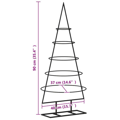 vidaXL Sapin de Noël métallique pour décorations Noir 90 cm