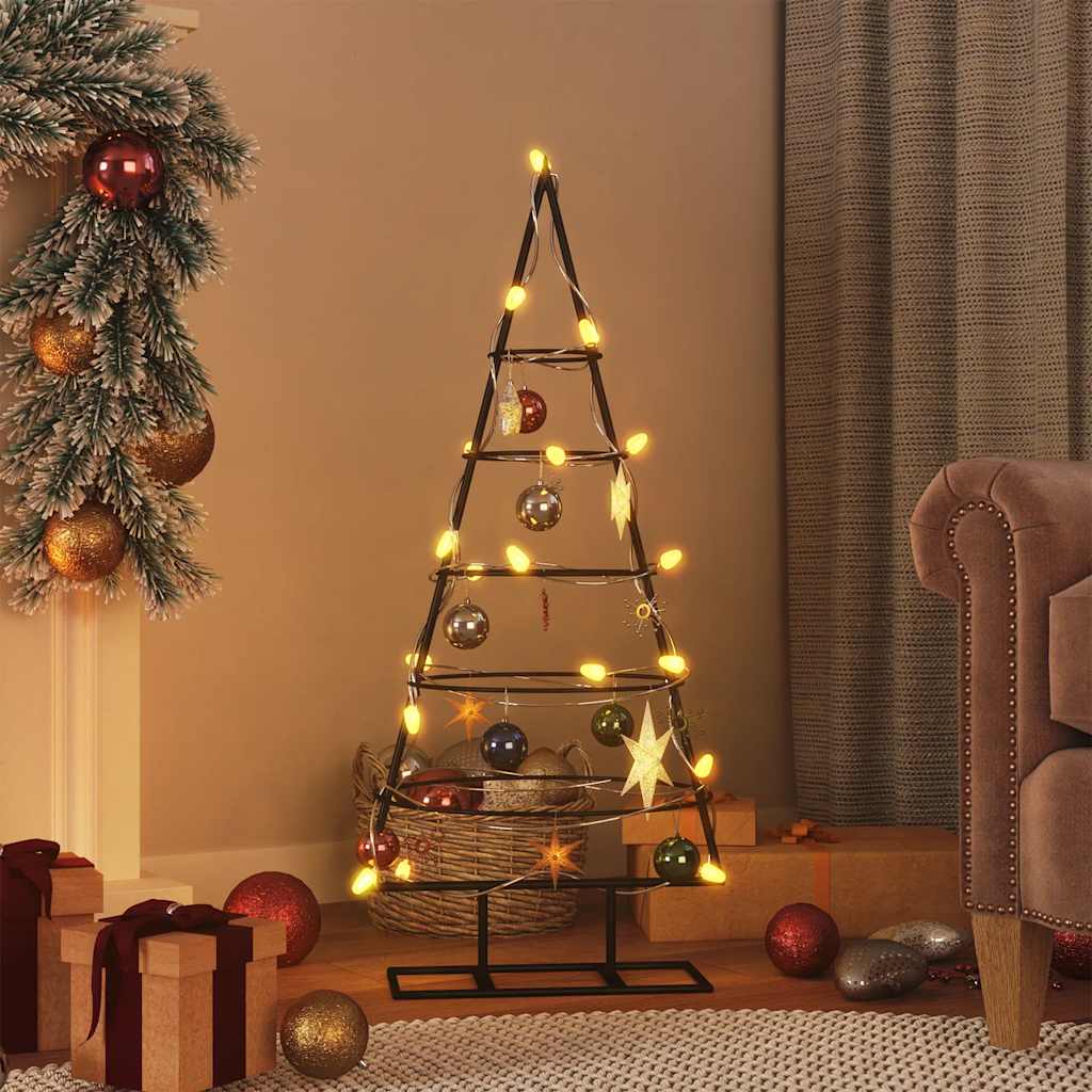 vidaXL Sapin de Noël métallique pour décorations Noir 90 cm