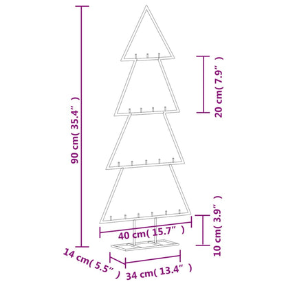 vidaXL Sapin de Noël métallique pour décorations Noir 90 cm