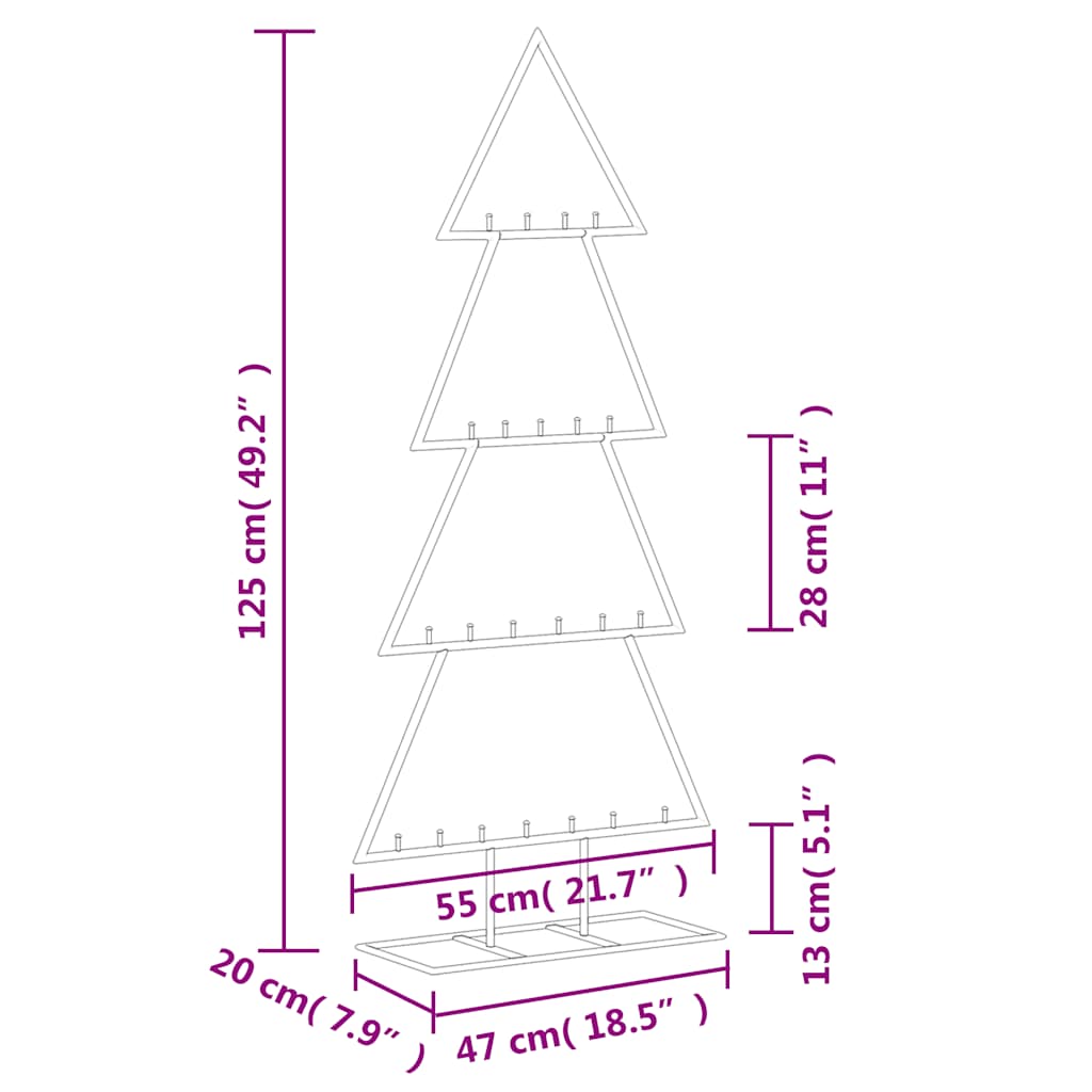 vidaXL Sapin de Noël métallique pour décorations Noir 125 cm