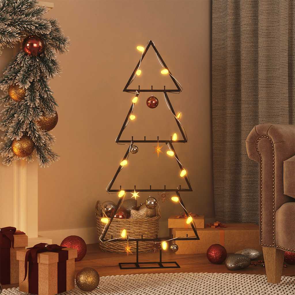 vidaXL Sapin de Noël métallique pour décorations Noir 125 cm