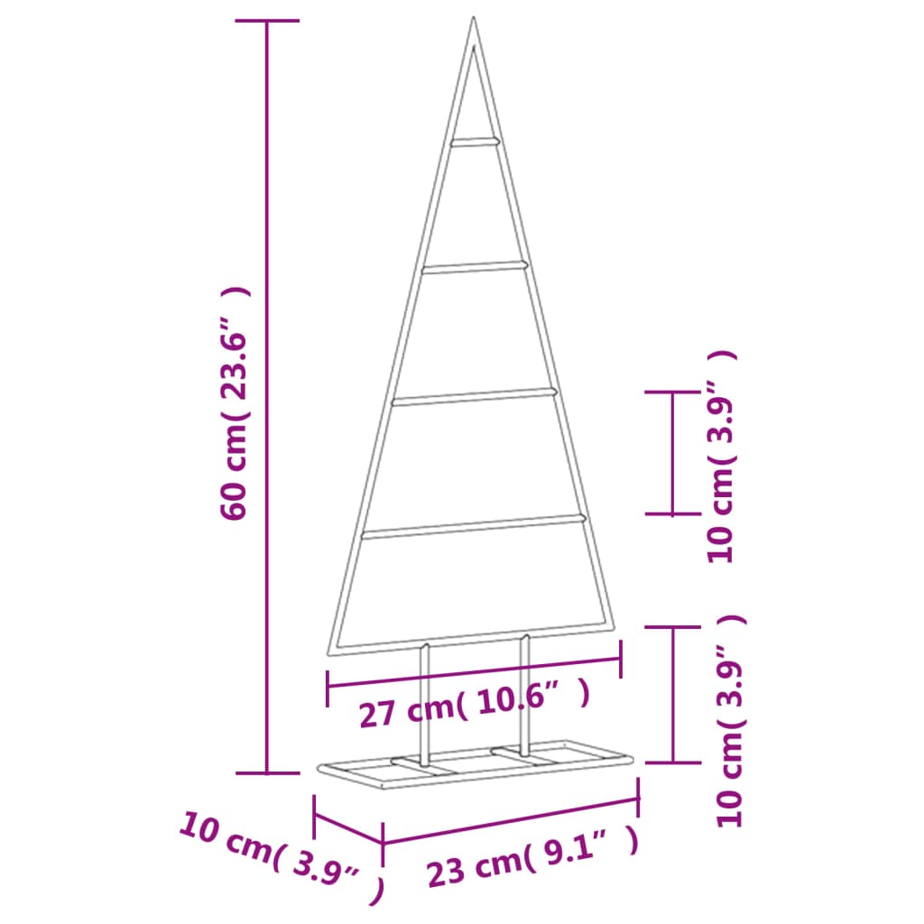 vidaXL Décoration sapin de Noël en métal noir 60 cm