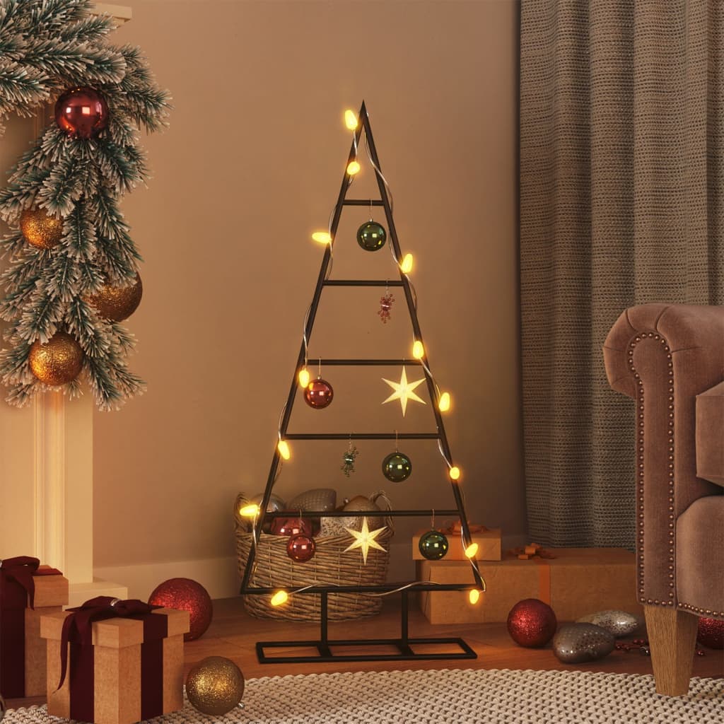 vidaXL Sapin de Noël métallique pour décorations Noir 90 cm