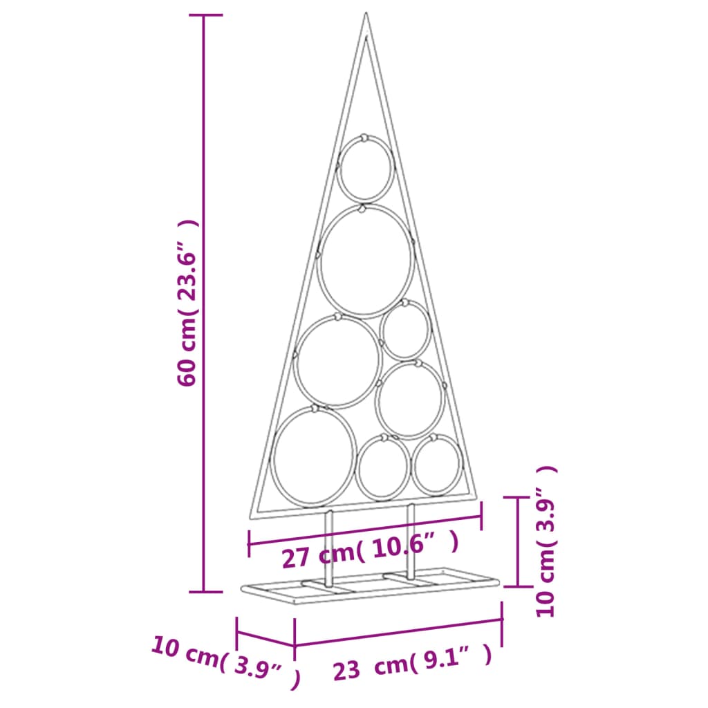 vidaXL Metall-Weihnachtsbaum Deko Schwarz 60 cm