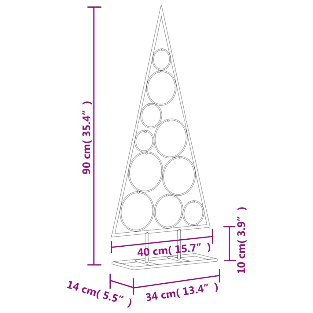 vidaXL Sapin de Noël métallique pour décorations Noir 90 cm