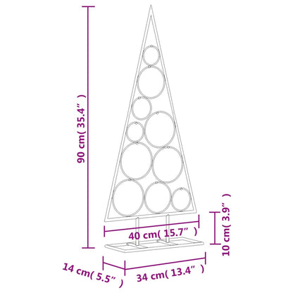 vidaXL Sapin de Noël métallique pour décorations Noir 90 cm
