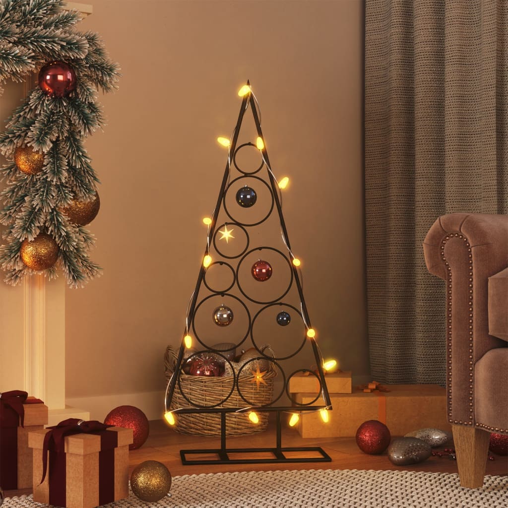 vidaXL Sapin de Noël métallique pour décorations Noir 90 cm
