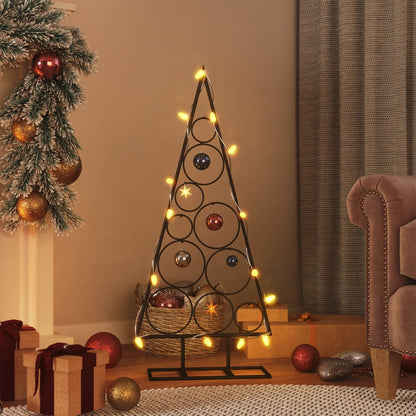 vidaXL Sapin de Noël métallique pour décorations Noir 90 cm