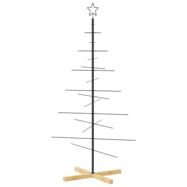 vidaXL Weihnachtsbaum Metall mit Holzständer Schwarz 150 cm