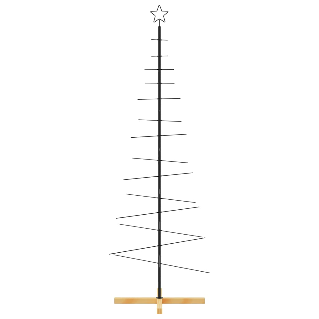 vidaXL Weihnachtsbaum Metall mit Holzständer Schwarz 180 cm