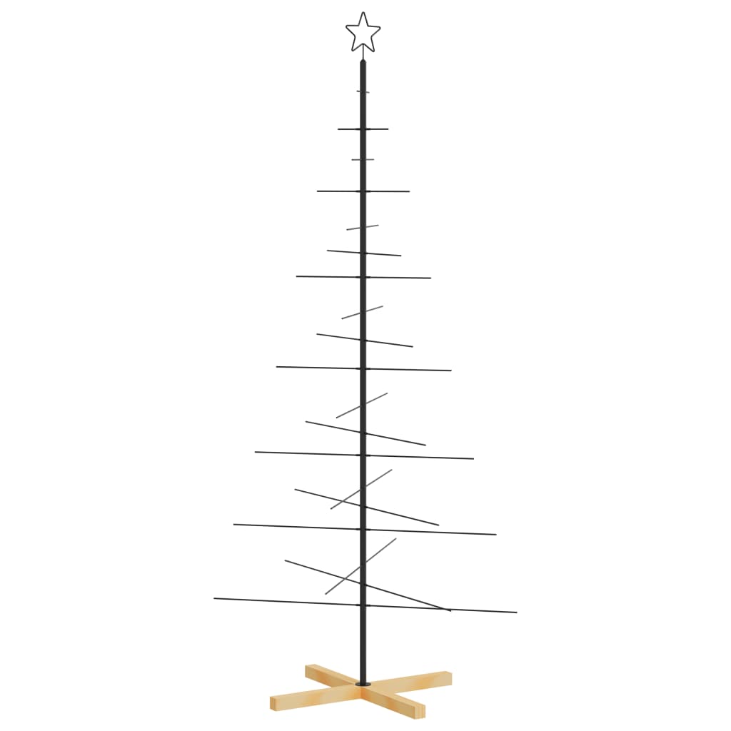 vidaXL Weihnachtsbaum Metall mit Holzständer Schwarz 180 cm