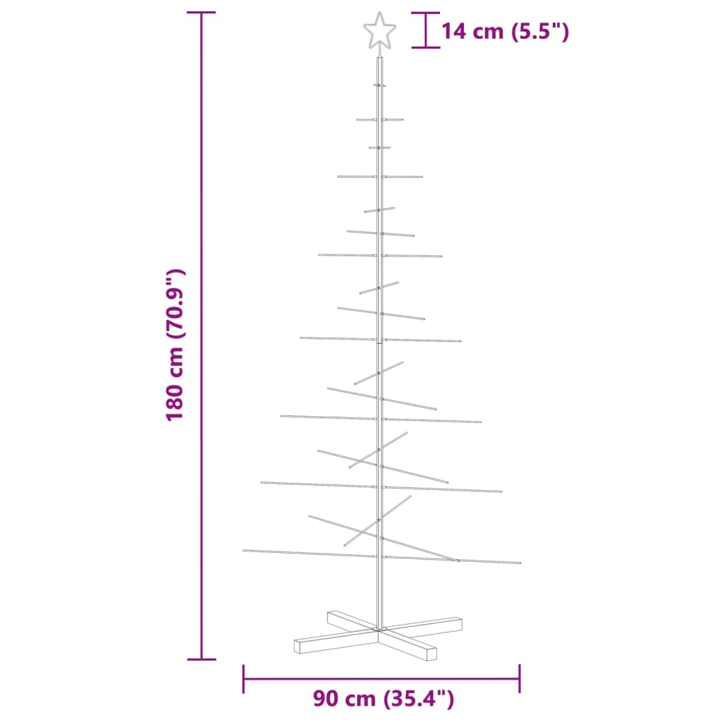 vidaXL Weihnachtsbaum Metall mit Holzständer Schwarz 180 cm