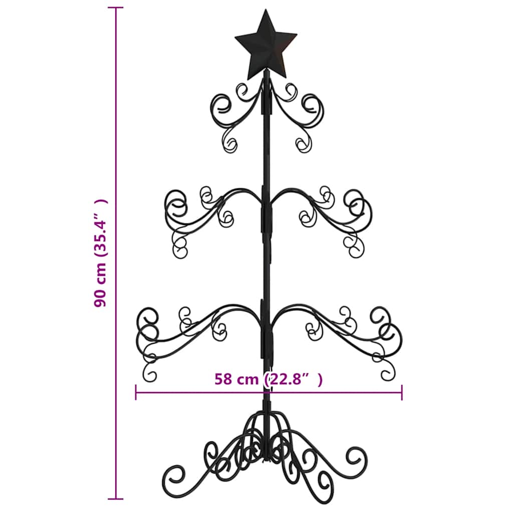 vidaXL Metall-Weihnachtsbaum für Dekorationen Schwarz 90 cm