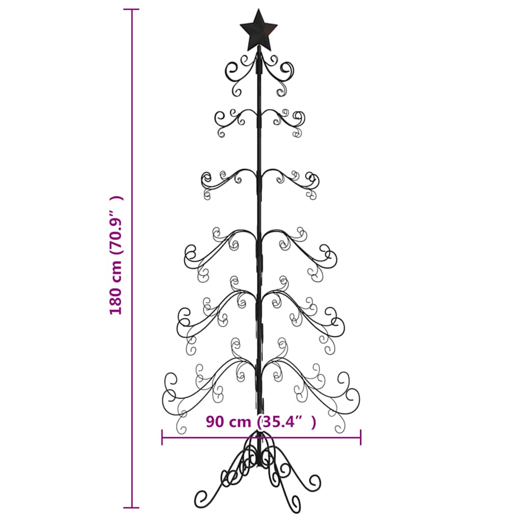 vidaXL Metall-Weihnachtsbaum für Dekorationen Schwarz 180 cm
