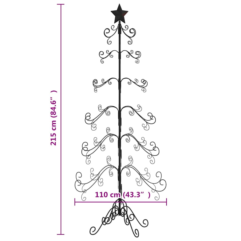 vidaXL Metall-Weihnachtsbaum für Dekorationen Schwarz 215 cm