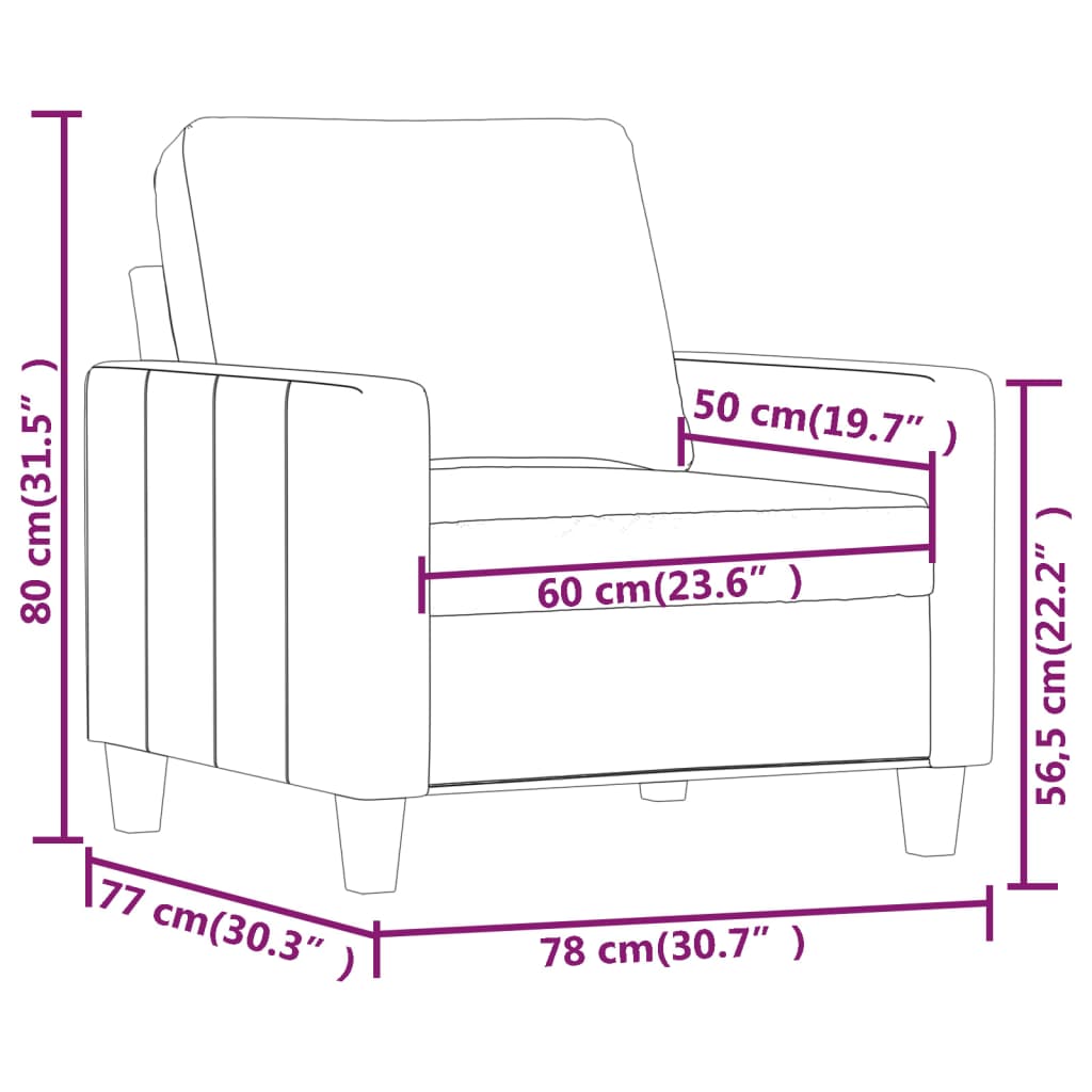 vidaXL Sessel Weinrot 60 cm Kunstleder