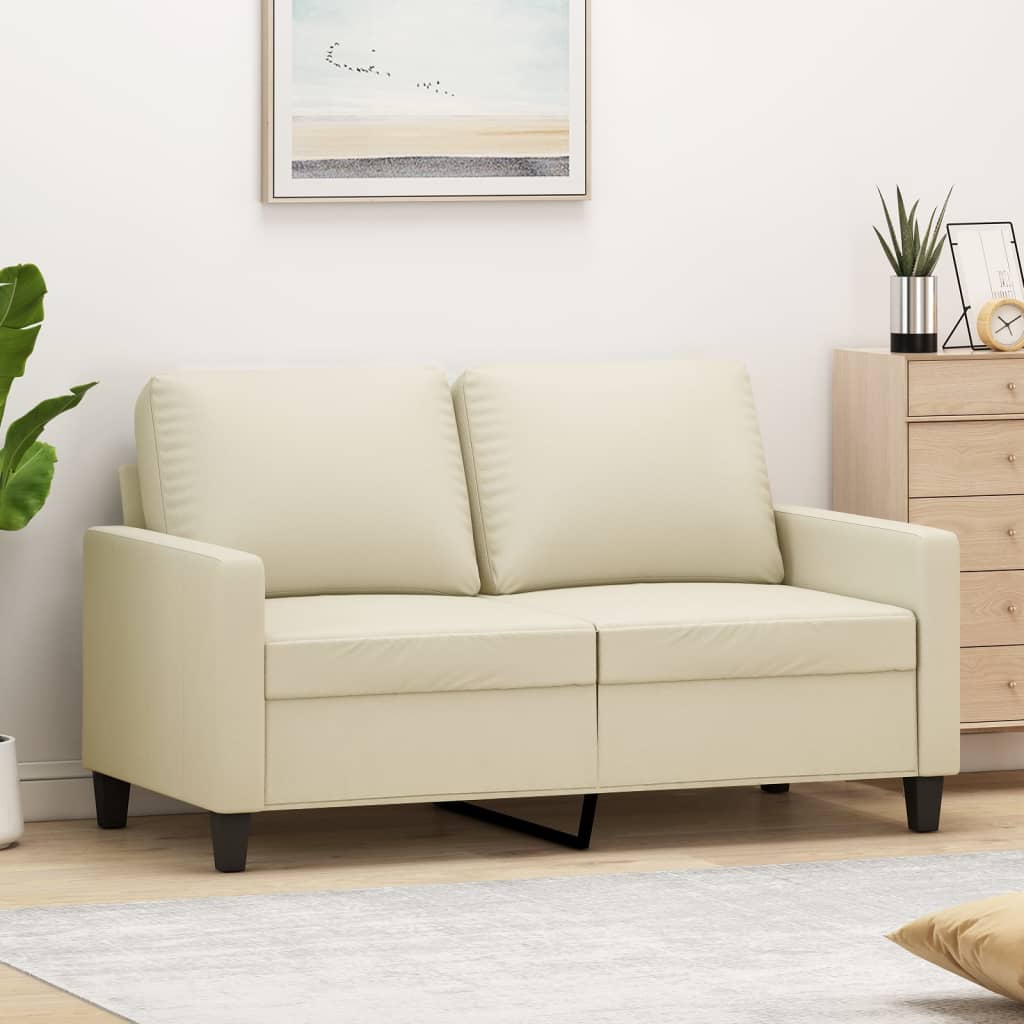 vidaXL Canapé 2 places crème 120 cm en similicuir