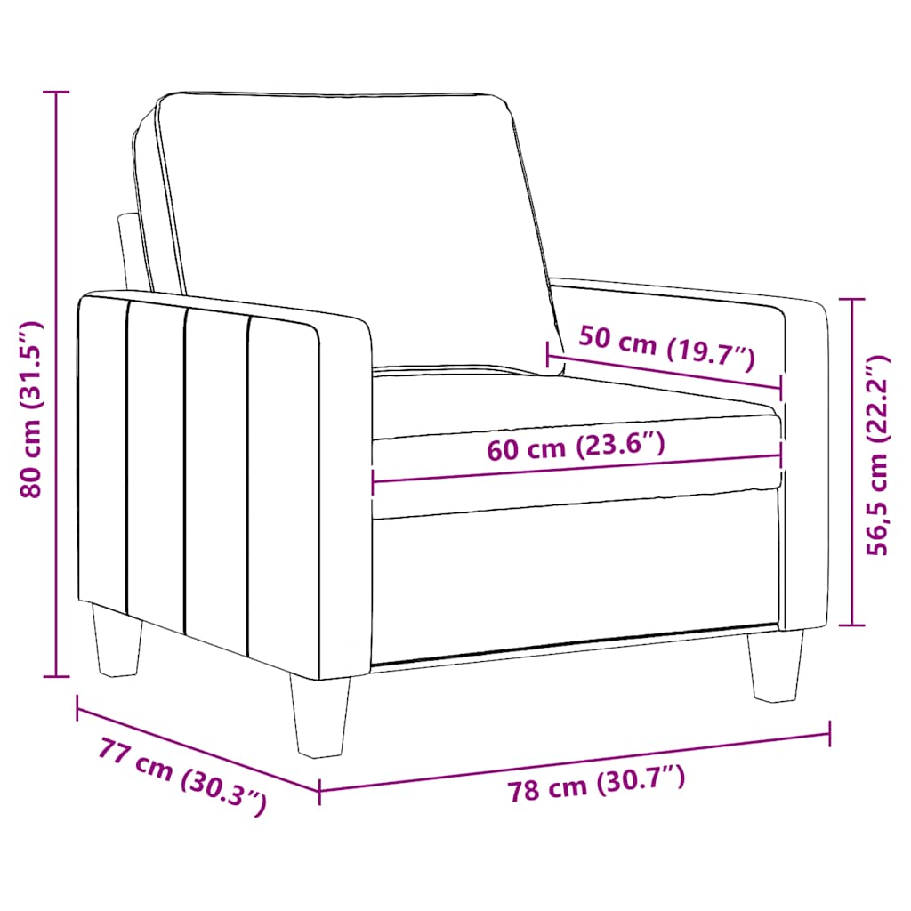 vidaXL Sessel Weinrot 60 cm Stoff