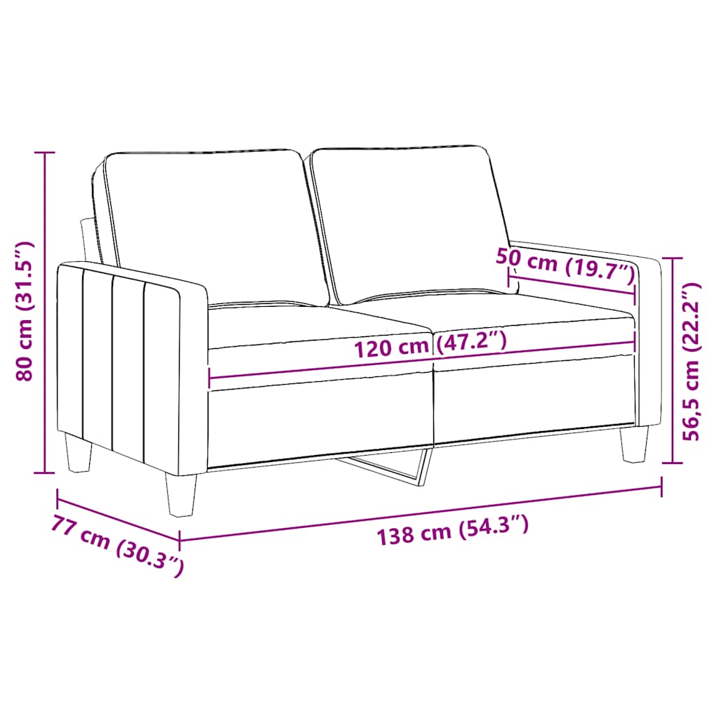 vidaXL 2-Sitzer-Sofa Dunkelgrau 120 cm Stoff