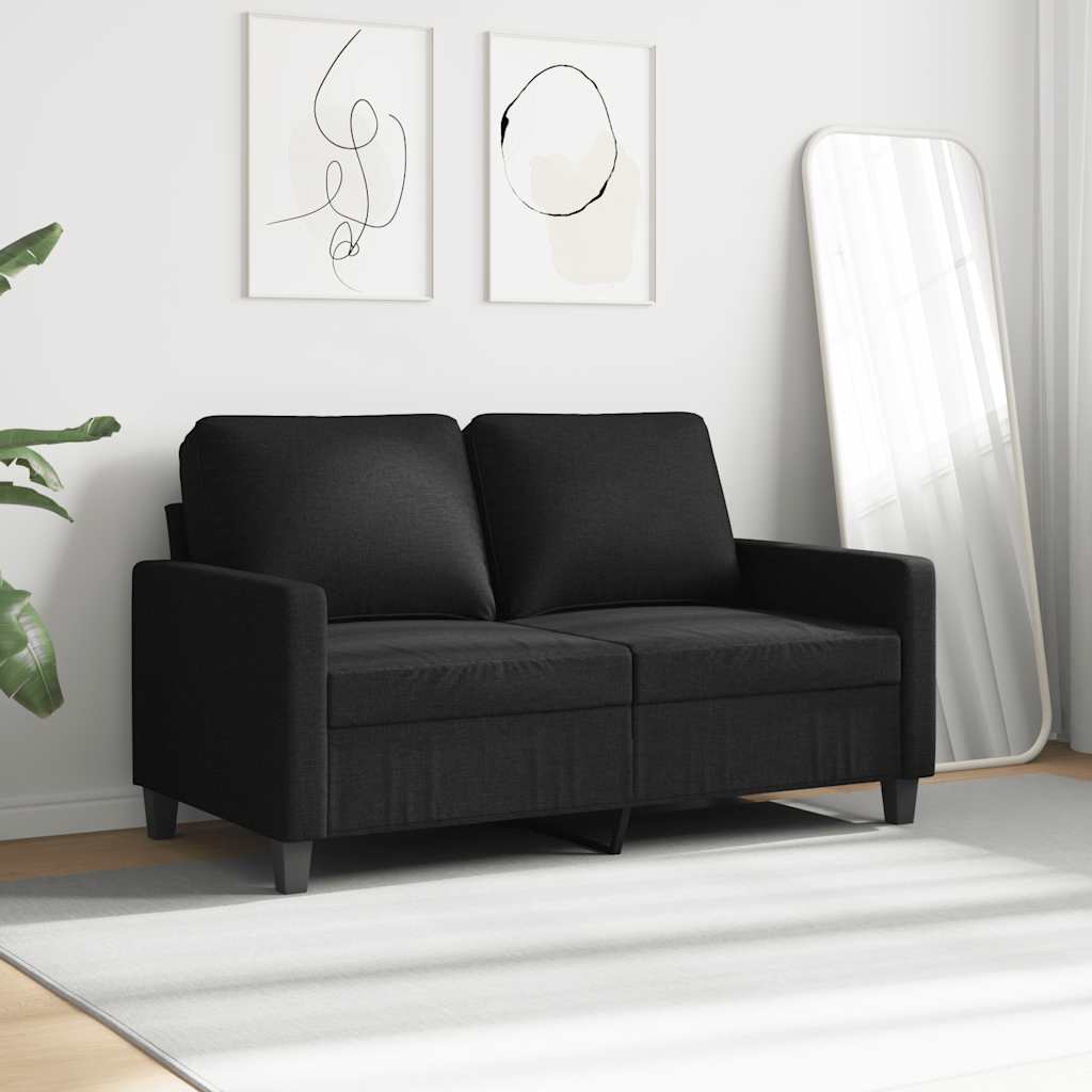 vidaXL Canapé 2 places noir 120 cm Tissu