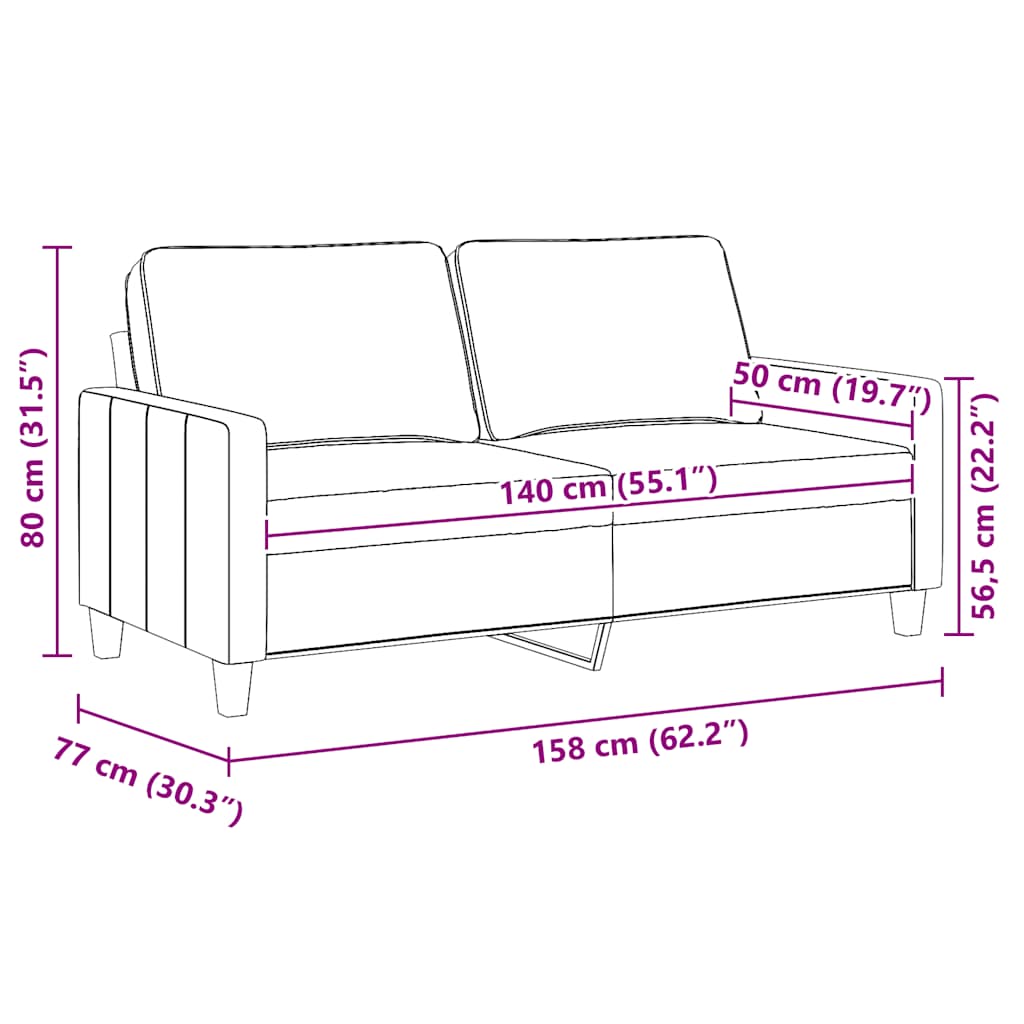 vidaXL 2-Sitzer-Sofa Creme 140 cm Stoff