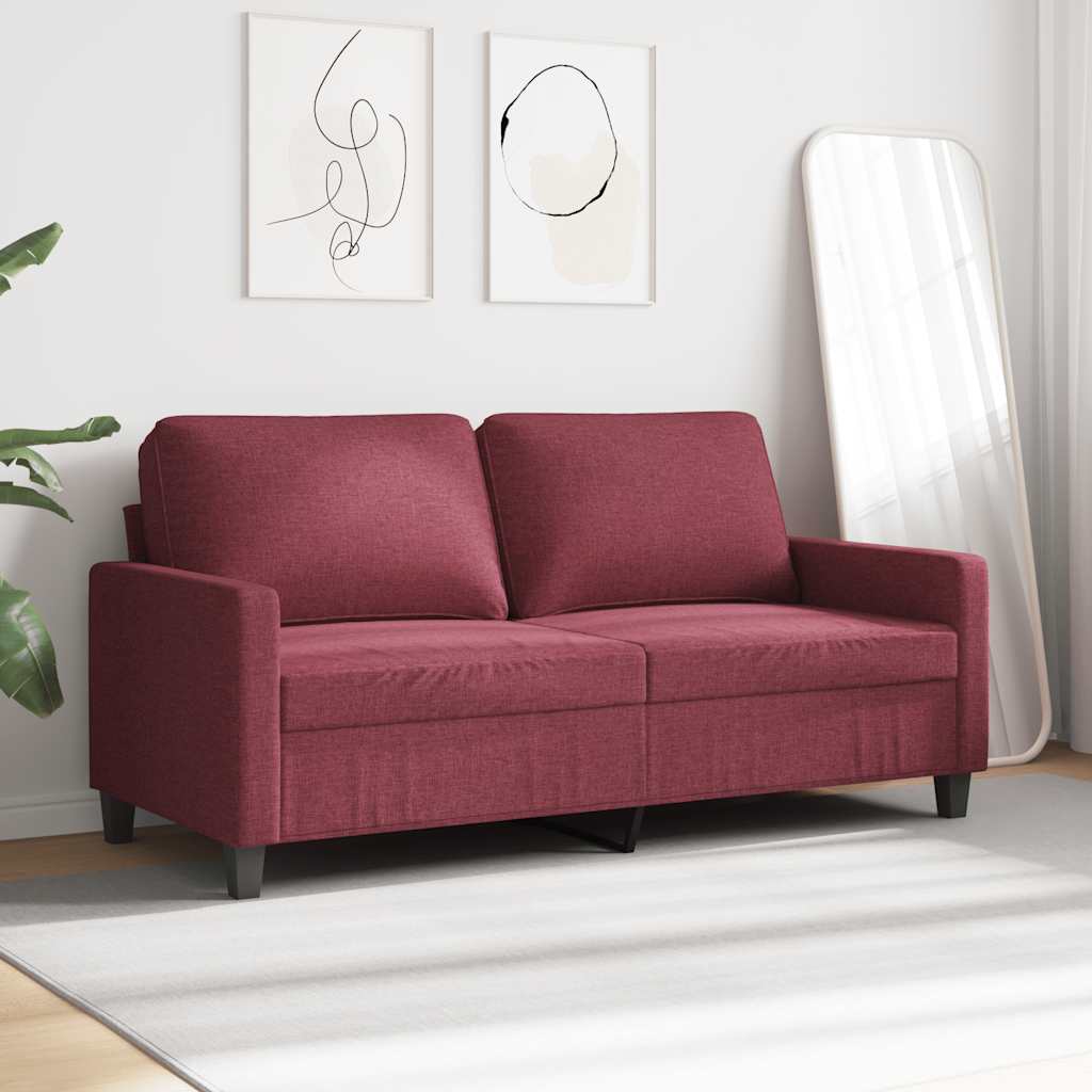 vidaXL Canapé 2 places rouge bordeaux 140 cm en tissu