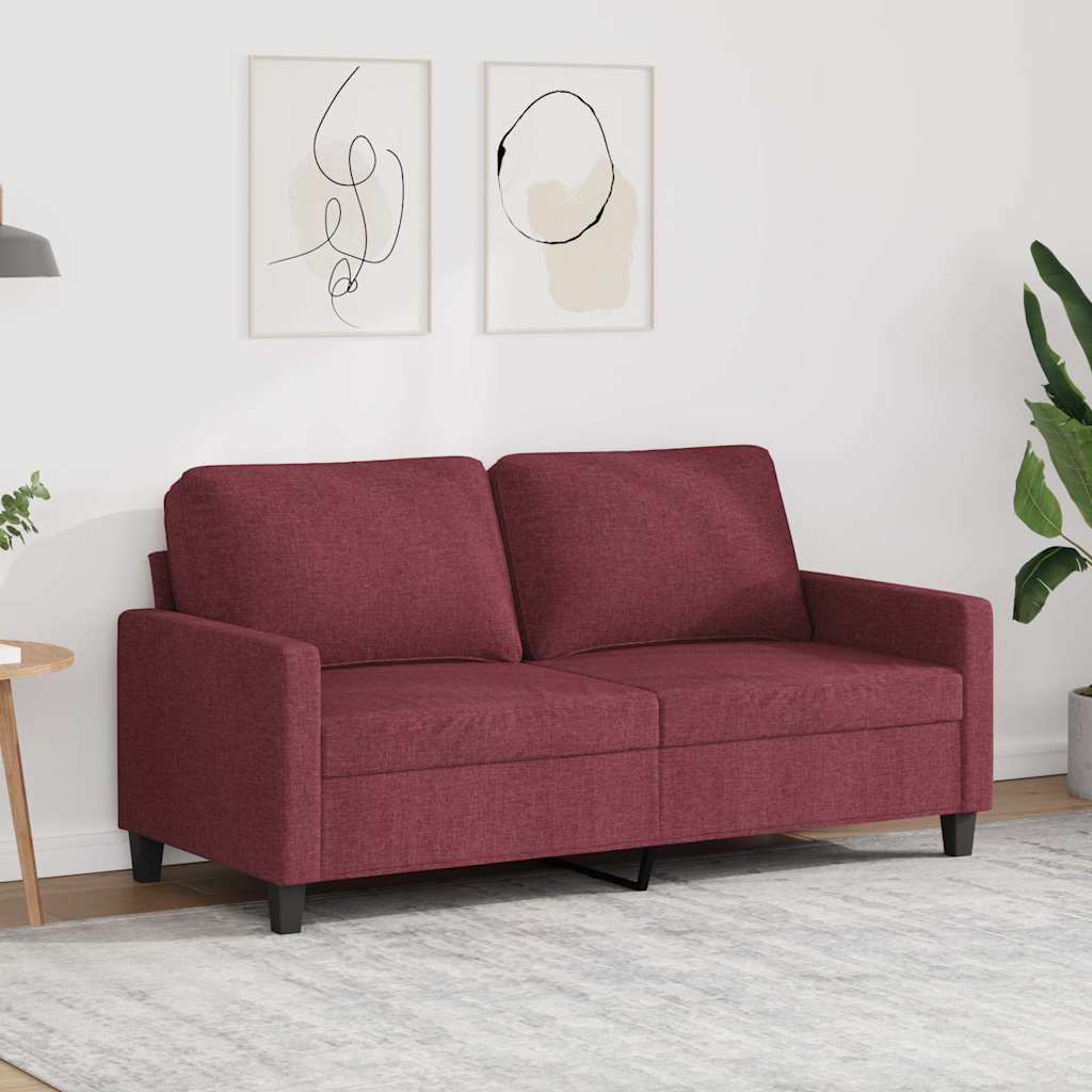 vidaXL Canapé 2 places rouge bordeaux 140 cm en tissu