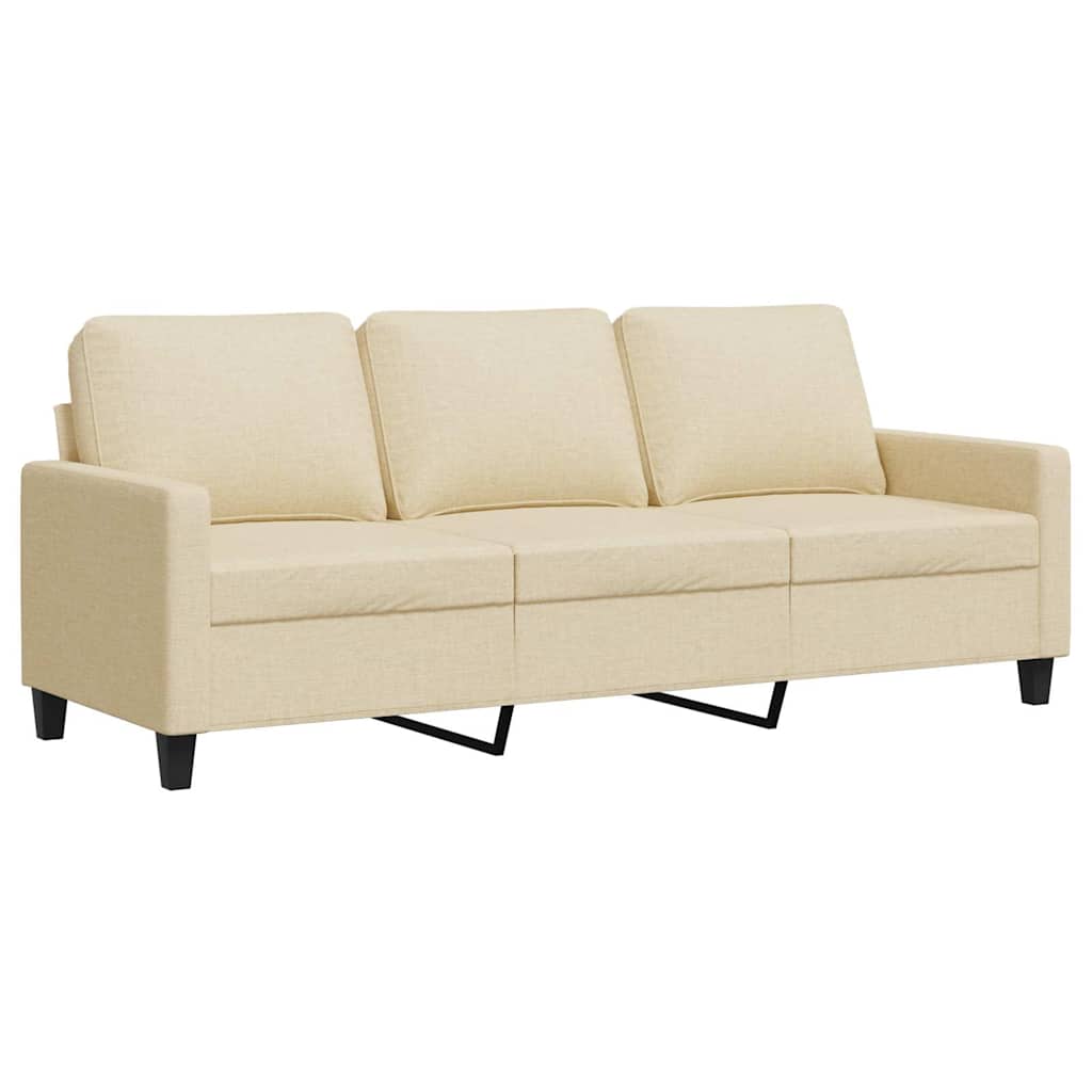vidaXL Canapé à 3 places Crème 180 cm Tissu