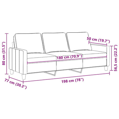 vidaXL Canapé à 3 places Crème 180 cm Tissu