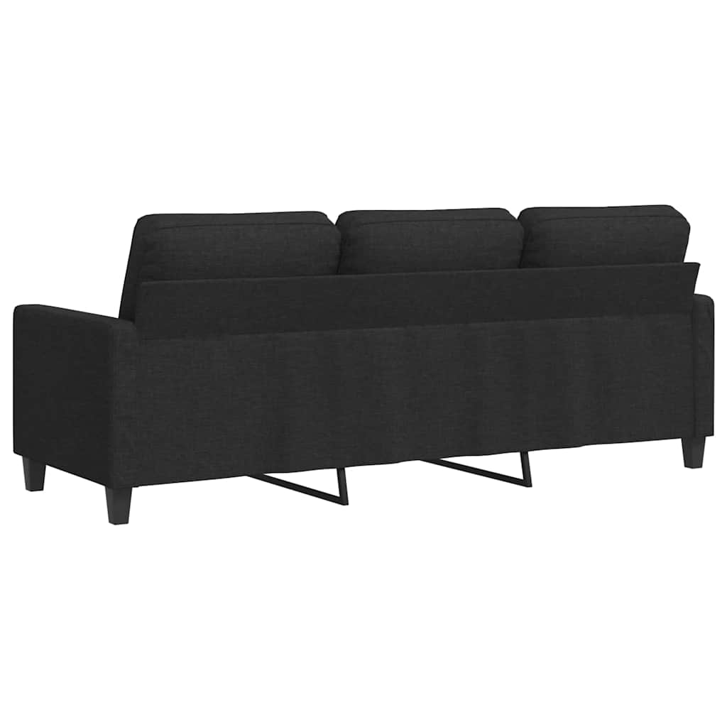 vidaXL Canapé 3 places en tissu noir 180 cm