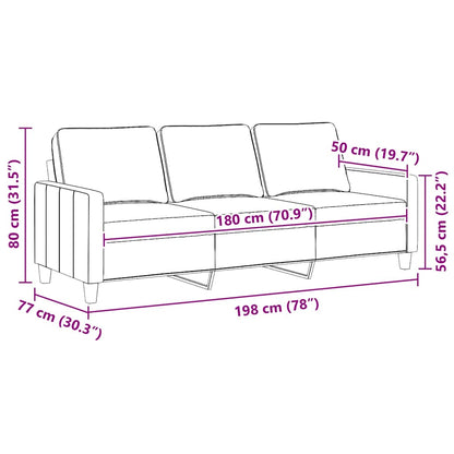 vidaXL Canapé 3 places en tissu noir 180 cm