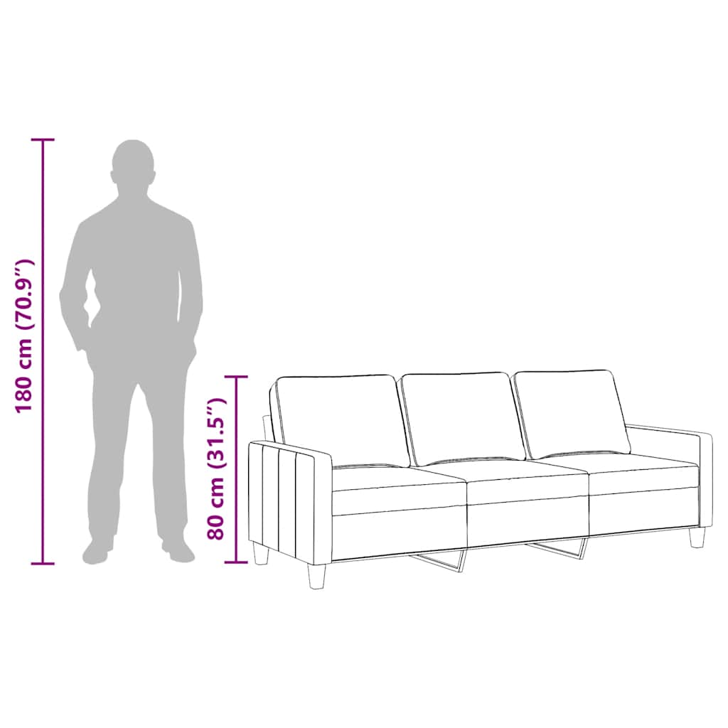 3-Sitzer-Sofa Hellgelb 180 cm Stoff